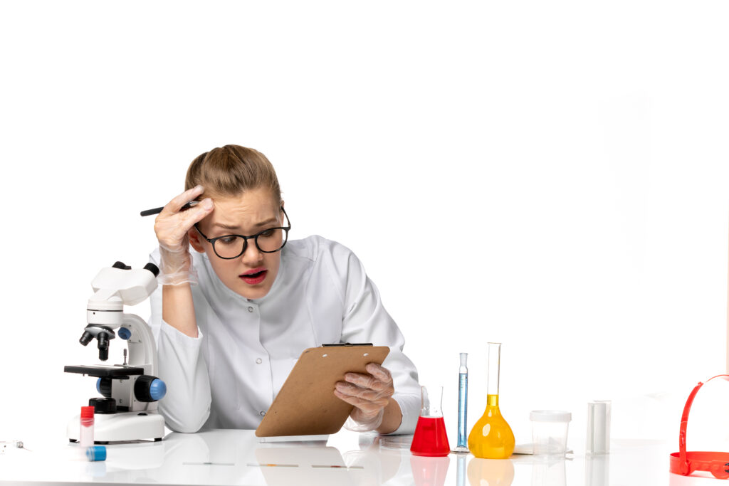 A high school student facing problems with in the laboratory