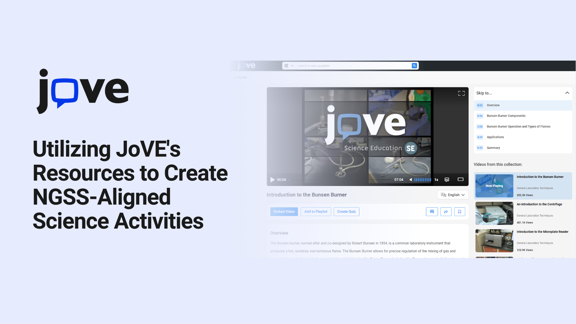 Utilizing JoVE’s Resources to create NGSS-Aligned Science Activities